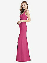 Side View Thumbnail - Tea Rose Wide Strap Notch Empire Waist Dress with Front Slit