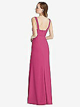 Rear View Thumbnail - Tea Rose Wide Strap Notch Empire Waist Dress with Front Slit
