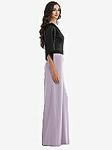 Side View Thumbnail - Lilac Haze & Black One-Shoulder Bell Sleeve Jumpsuit with Pockets