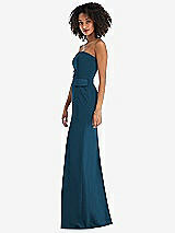 Side View Thumbnail - Atlantic Blue Strapless Tuxedo Maxi Dress with Front Slit