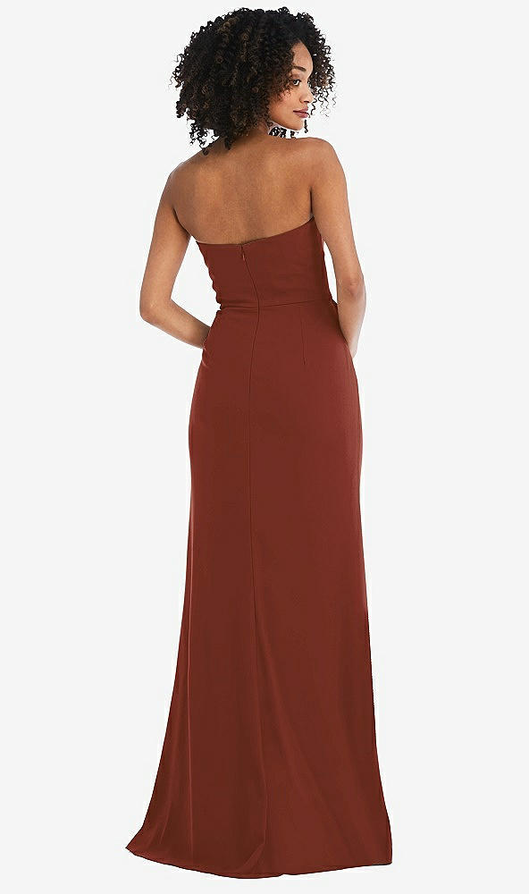 Back View - Auburn Moon Strapless Tuxedo Maxi Dress with Front Slit