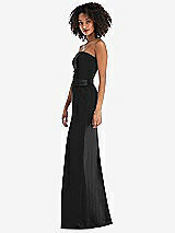 Side View Thumbnail - Black Strapless Tuxedo Maxi Dress with Front Slit
