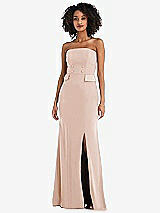 Front View Thumbnail - Cameo Strapless Tuxedo Maxi Dress with Front Slit