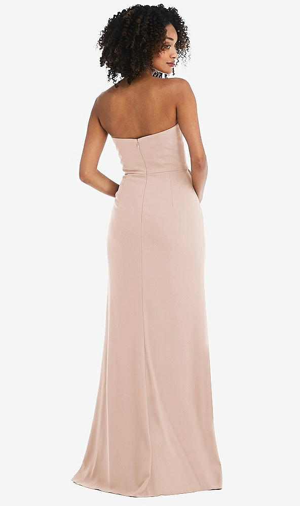 Back View - Cameo Strapless Tuxedo Maxi Dress with Front Slit