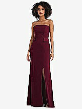 Front View Thumbnail - Cabernet Strapless Tuxedo Maxi Dress with Front Slit
