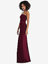 Side View Thumbnail - Cabernet Strapless Tuxedo Maxi Dress with Front Slit