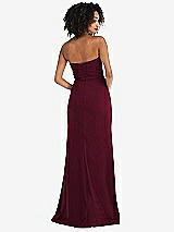 Rear View Thumbnail - Cabernet Strapless Tuxedo Maxi Dress with Front Slit