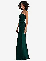 Side View Thumbnail - Evergreen Strapless Tuxedo Maxi Dress with Front Slit