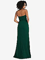 Rear View Thumbnail - Hunter Green Strapless Tuxedo Maxi Dress with Front Slit