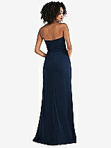 Rear View Thumbnail - Midnight Navy Strapless Tuxedo Maxi Dress with Front Slit