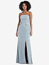 Front View Thumbnail - Mist Strapless Tuxedo Maxi Dress with Front Slit