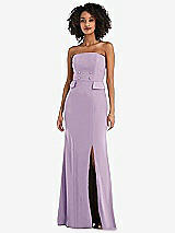 Front View Thumbnail - Pale Purple Strapless Tuxedo Maxi Dress with Front Slit