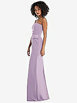 Side View Thumbnail - Pale Purple Strapless Tuxedo Maxi Dress with Front Slit