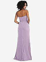 Rear View Thumbnail - Pale Purple Strapless Tuxedo Maxi Dress with Front Slit