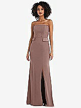 Front View Thumbnail - Sienna Strapless Tuxedo Maxi Dress with Front Slit