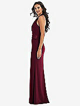 Side View Thumbnail - Cabernet Halter Tuxedo Maxi Dress with Front Slit