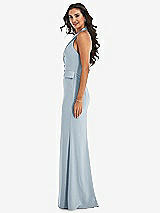 Side View Thumbnail - Mist Halter Tuxedo Maxi Dress with Front Slit