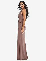 Side View Thumbnail - Sienna Halter Tuxedo Maxi Dress with Front Slit