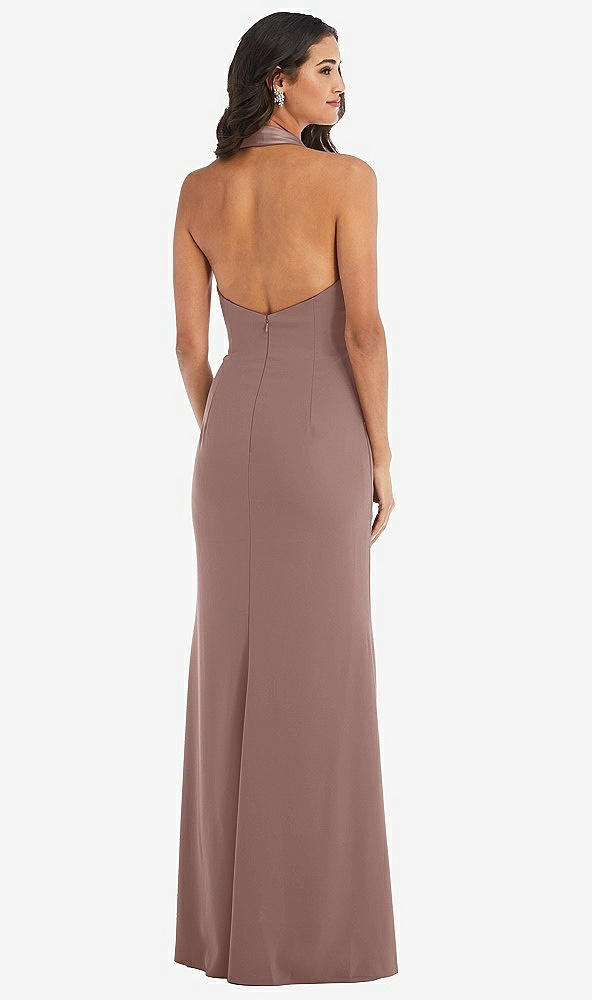 Back View - Sienna Halter Tuxedo Maxi Dress with Front Slit