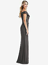 Side View Thumbnail - Caviar Gray Off-the-Shoulder Tuxedo Maxi Dress with Front Slit