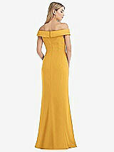 Rear View Thumbnail - NYC Yellow Off-the-Shoulder Tuxedo Maxi Dress with Front Slit