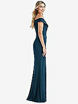 Side View Thumbnail - Atlantic Blue Off-the-Shoulder Tuxedo Maxi Dress with Front Slit