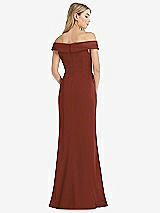 Rear View Thumbnail - Auburn Moon Off-the-Shoulder Tuxedo Maxi Dress with Front Slit