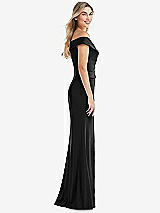 Side View Thumbnail - Black Off-the-Shoulder Tuxedo Maxi Dress with Front Slit