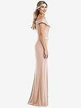 Side View Thumbnail - Cameo Off-the-Shoulder Tuxedo Maxi Dress with Front Slit