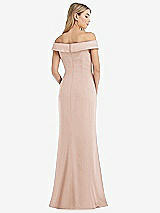 Rear View Thumbnail - Cameo Off-the-Shoulder Tuxedo Maxi Dress with Front Slit