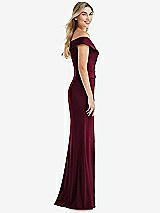Side View Thumbnail - Cabernet Off-the-Shoulder Tuxedo Maxi Dress with Front Slit