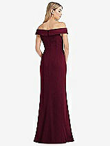 Rear View Thumbnail - Cabernet Off-the-Shoulder Tuxedo Maxi Dress with Front Slit