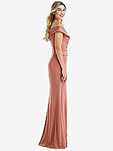 Side View Thumbnail - Desert Rose Off-the-Shoulder Tuxedo Maxi Dress with Front Slit