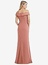 Rear View Thumbnail - Desert Rose Off-the-Shoulder Tuxedo Maxi Dress with Front Slit