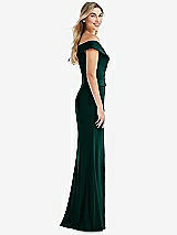 Side View Thumbnail - Evergreen Off-the-Shoulder Tuxedo Maxi Dress with Front Slit