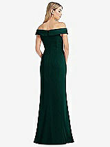 Rear View Thumbnail - Evergreen Off-the-Shoulder Tuxedo Maxi Dress with Front Slit