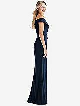 Side View Thumbnail - Midnight Navy Off-the-Shoulder Tuxedo Maxi Dress with Front Slit