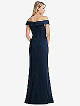 Rear View Thumbnail - Midnight Navy Off-the-Shoulder Tuxedo Maxi Dress with Front Slit