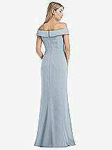 Rear View Thumbnail - Mist Off-the-Shoulder Tuxedo Maxi Dress with Front Slit