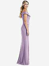 Side View Thumbnail - Pale Purple Off-the-Shoulder Tuxedo Maxi Dress with Front Slit