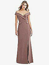 Front View Thumbnail - Sienna Off-the-Shoulder Tuxedo Maxi Dress with Front Slit