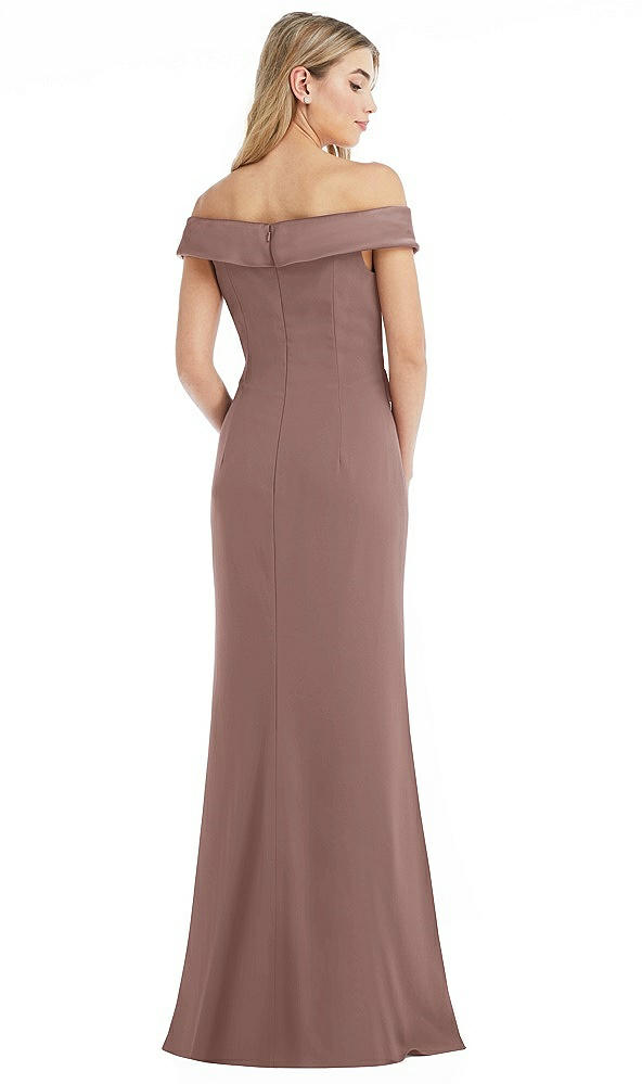 Back View - Sienna Off-the-Shoulder Tuxedo Maxi Dress with Front Slit
