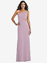 Front View Thumbnail - Suede Rose One-Shoulder Midriff Cutout Maxi Dress