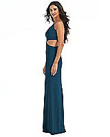 Side View Thumbnail - Atlantic Blue One-Shoulder Midriff Cutout Maxi Dress
