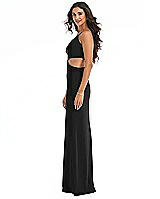 Side View Thumbnail - Black One-Shoulder Midriff Cutout Maxi Dress