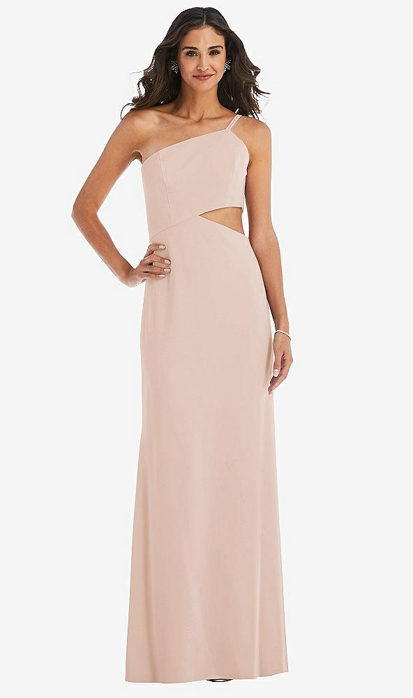 Front View - Cameo One-Shoulder Midriff Cutout Maxi Dress