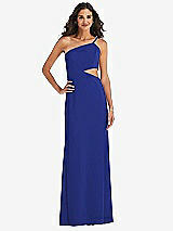 Front View Thumbnail - Cobalt Blue One-Shoulder Midriff Cutout Maxi Dress