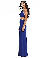 Side View Thumbnail - Cobalt Blue One-Shoulder Midriff Cutout Maxi Dress