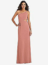 Front View Thumbnail - Desert Rose One-Shoulder Midriff Cutout Maxi Dress