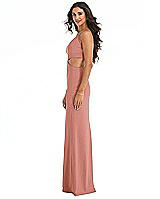 Side View Thumbnail - Desert Rose One-Shoulder Midriff Cutout Maxi Dress